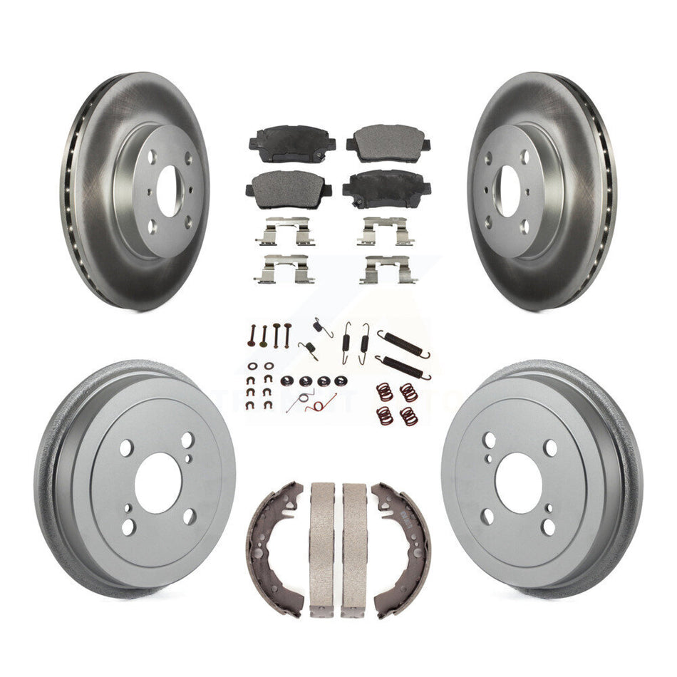 Front Rear Coated Disc Brake Rotor Ceramic Pad & Drum Kit (7Pc) For 2001-2005 Toyota Echo KGT-101826
