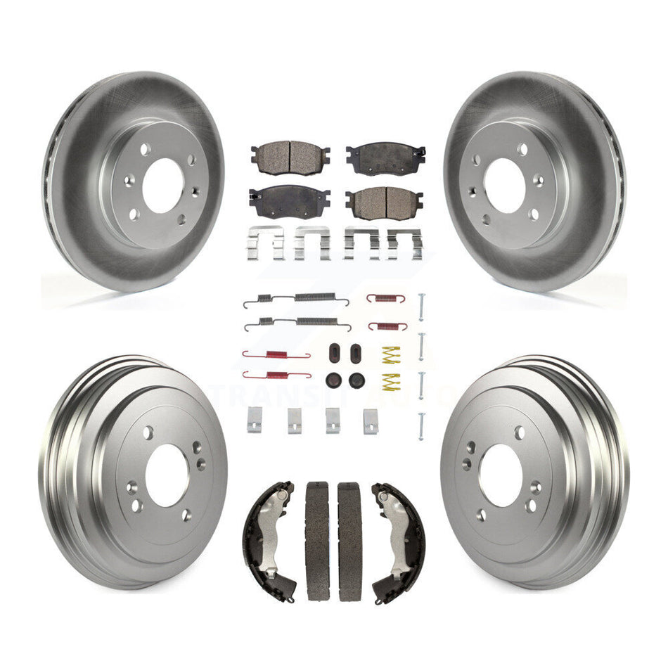 Front Rear Coated Brake Rotors Ceramic Pad Drum Kit (7Pc) For Hyundai Accent Kia Rio Rio5 KGT-101833