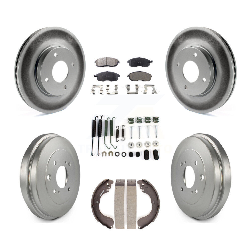 Front Rear Coat Disc Brake Rotors Ceramic Pad Drum Kit (7Pc) For Nissan Versa Sentra Cube KGT-101835