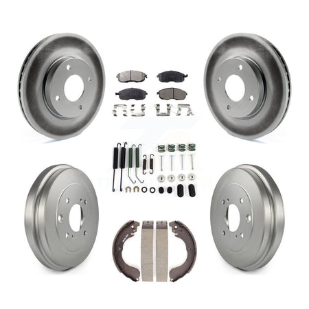 Front Rear Coat Disc Brake Rotors Ceramic Pad Drum Kit (7Pc) For Nissan Versa Sentra Cube KGT-101835