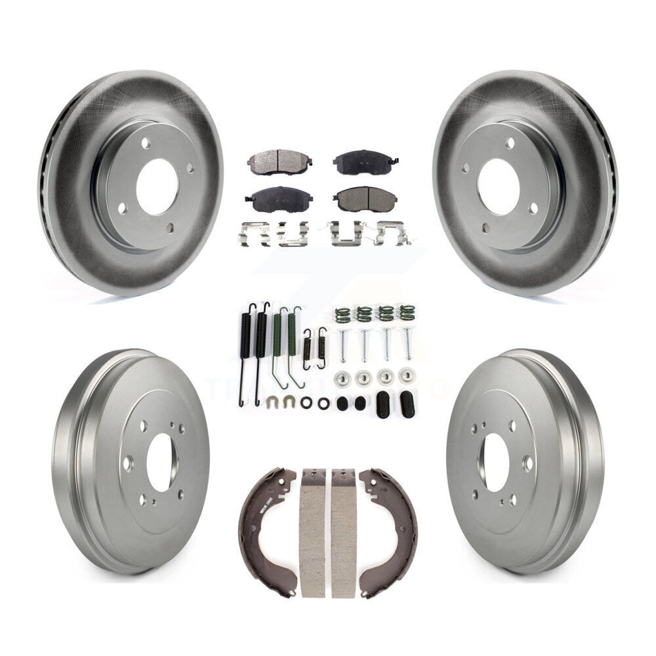 Front Rear Coat Disc Brake Rotors Ceramic Pad Drum Kit (7Pc) For Nissan Versa Sentra Cube KGT-101835