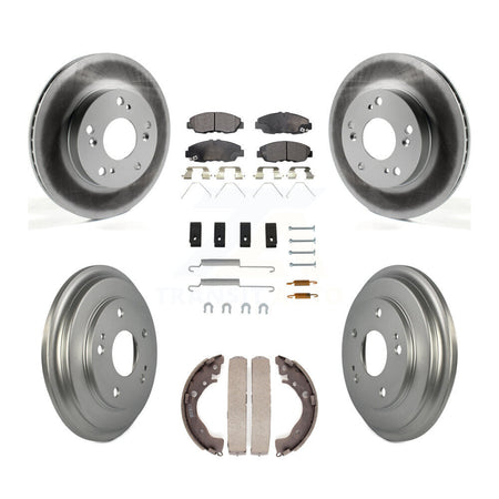 Front Rear Coated Disc Brake Rotors Ceramic Pads And Drum Kit (7Pc) For Honda Civic KGT-101839