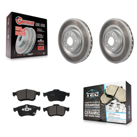 Front Coated Disc Brake Rotors And Ceramic Pads Kit For 2014-2020 Fiat 500L KGT-101842