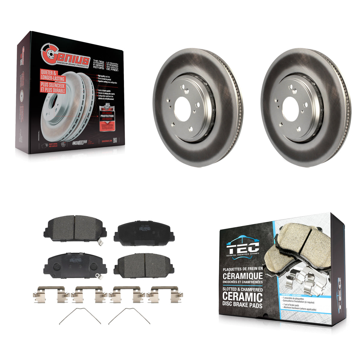 Front Coated Disc Brake Rotors And Ceramic Pads Kit For Honda Civic Accord Acura ILX KGT-101847