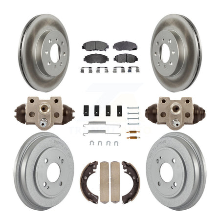 Front Rear Coated Disc Brake Rotors Ceramic Pads And Drum Kit (9Pc) For Honda Civic KGT-101853