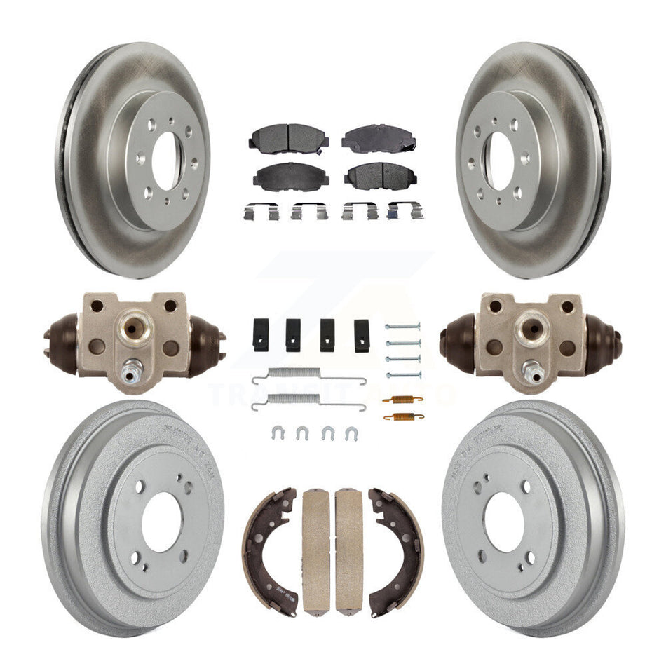 Front Rear Coated Disc Brake Rotors Ceramic Pads And Drum Kit (9Pc) For Honda Civic KGT-101853