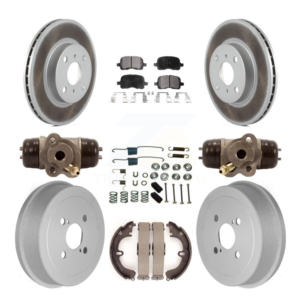 Front Rear Coated Disc Brake Rotors Ceramic Pad Drum Kit (9Pc) For Toyota Corolla Non-ABS KGT-101860