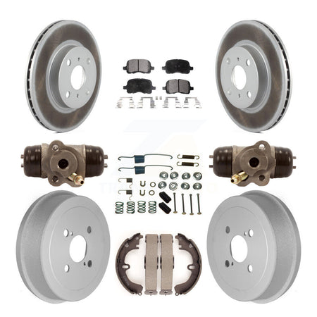 Front Rear Coated Disc Brake Rotors Ceramic Pad Drum Kit (9Pc) For Toyota Corolla Non-ABS KGT-101860