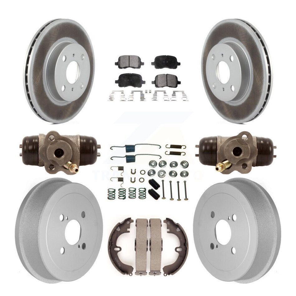 Front Rear Coated Disc Brake Rotors Ceramic Pad Drum Kit (9Pc) For Toyota Corolla Non-ABS KGT-101860
