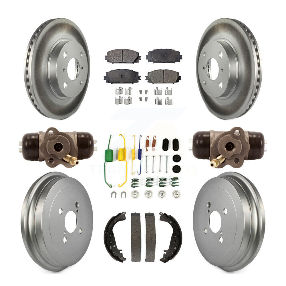 Front Rear Coated Disc Brake Rotors Ceramic Pads And Drum Kit (9Pc) For Toyota Yaris KGT-101866