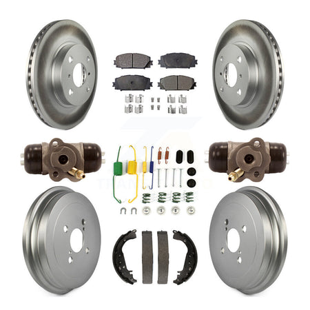 Front Rear Coated Disc Brake Rotors Ceramic Pads And Drum Kit (9Pc) For Toyota Yaris KGT-101866