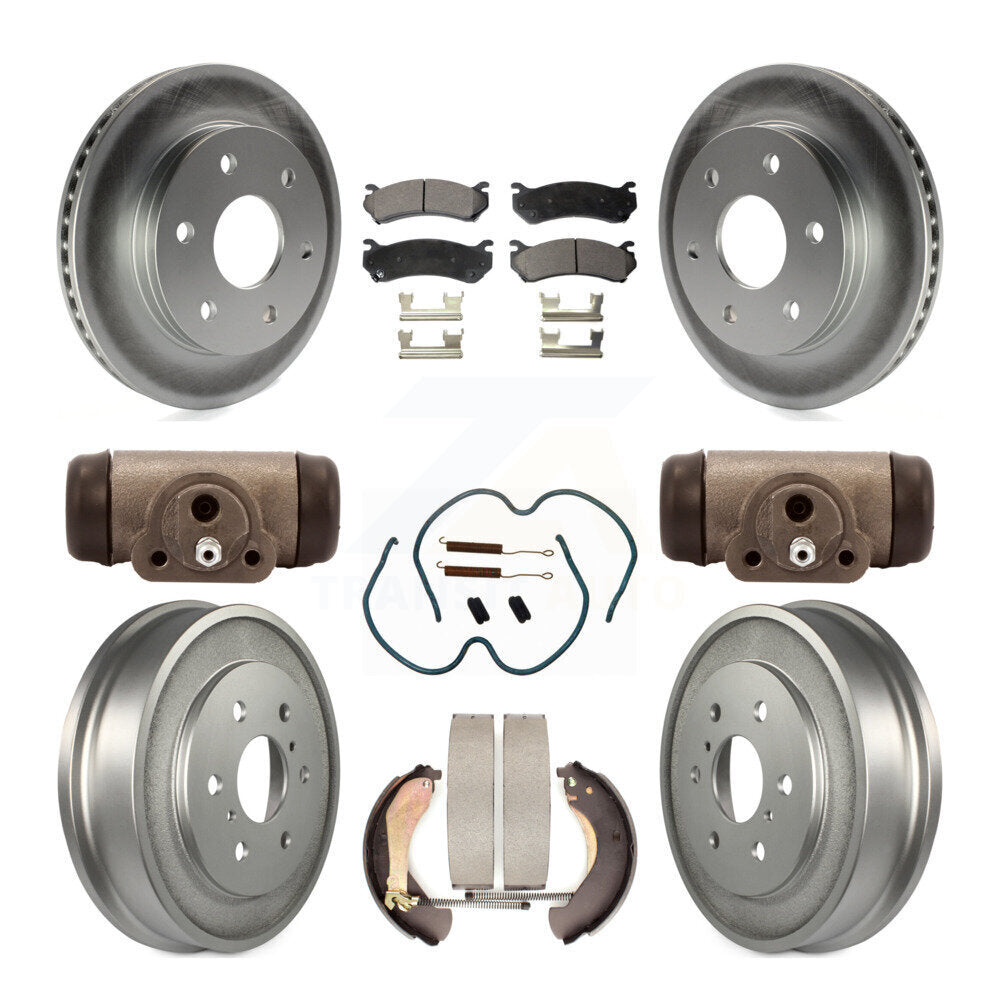 Front Rear Coated Brake Rotor Ceramic Pad Drum Kit (9Pc) For Chevrolet Silverado 1500 GMC KGT-101870