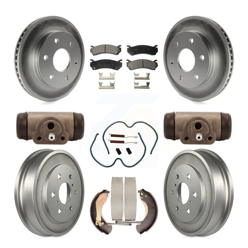 Front Rear Coated Brake Rotor Ceramic Pad Drum Kit (9Pc) For Chevrolet Silverado 1500 GMC KGT-101870