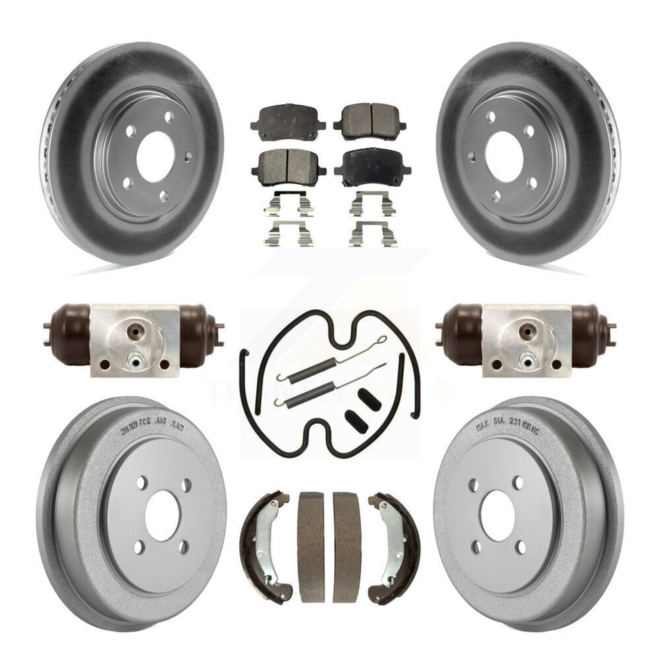 Front Rear Coated Disc Brake Rotors Ceramic Pads And Drum Kit (9Pc) For Pontiac Pursuit KGT-101875