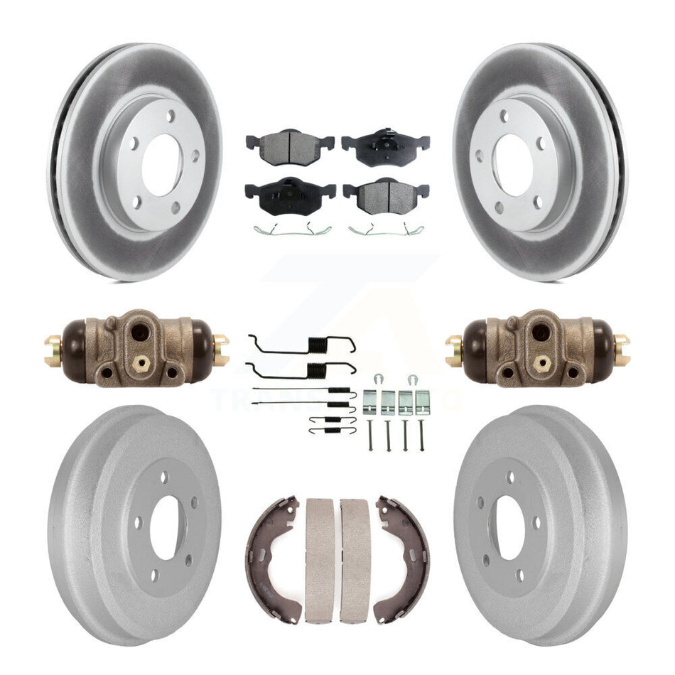 Front Rear Coat Disc Brake Rotor Ceramic Pad Drum Kit (9Pc) For Ford Escape Mazda Tribute KGT-101886