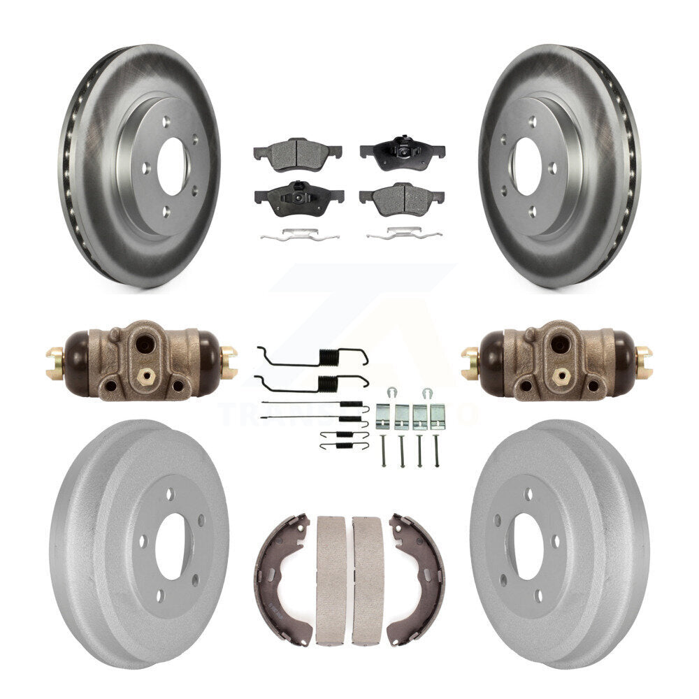 Front Rear Coated Brake Rotors Ceramic Pad Drum Kit (9Pc) For Ford Escape Mercury Mariner KGT-101887