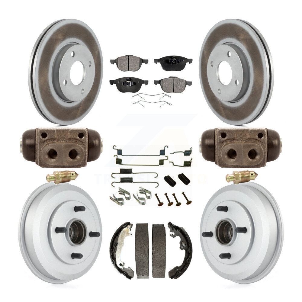 Front Rear Coated Disc Brake Rotors Ceramic Pads And Drum Kit (9Pc) For Ford Focus KGT-101888