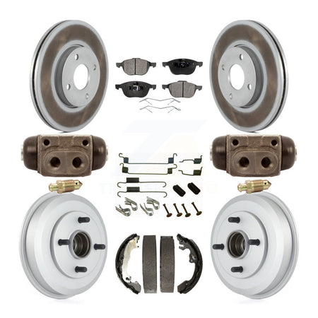 Front Rear Coated Disc Brake Rotors Ceramic Pads And Drum Kit (9Pc) For Ford Focus KGT-101888