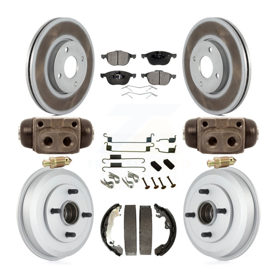 Front Rear Coated Disc Brake Rotors Ceramic Pads And Drum Kit (9Pc) For Ford Focus KGT-101888