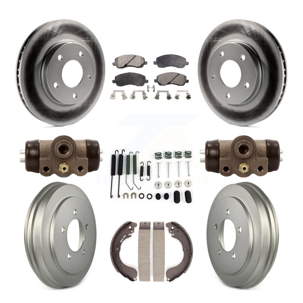Front Rear Coated Disc Brake Rotors Ceramic Pads And Drum Kit (9Pc) For Dodge Caliber KGT-101891