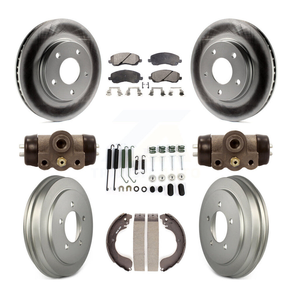 Front Rear Coated Disc Brake Rotors Ceramic Pads And Drum Kit (9Pc) For Dodge Caliber KGT-101891