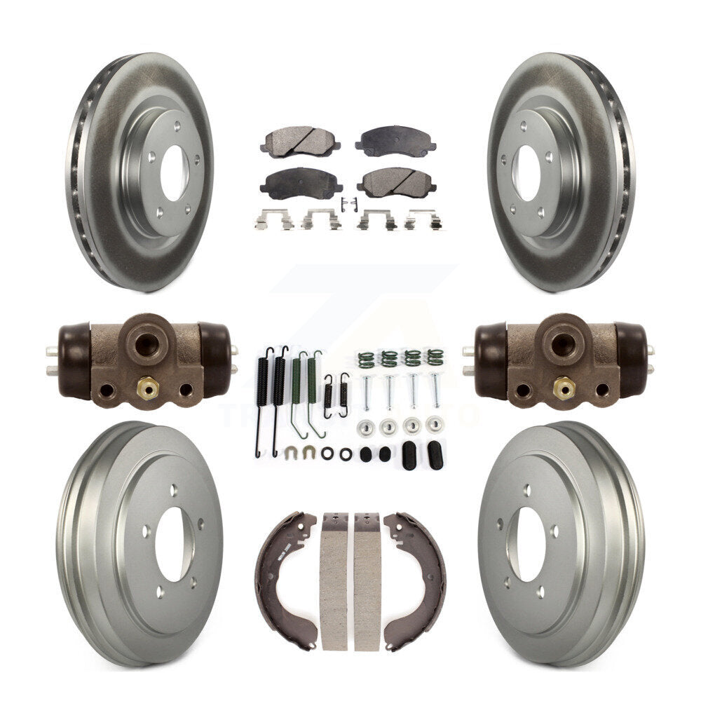 Front Rear Coated Brake Rotor Ceramic Pad & Drum Kit (9Pc) For Jeep Patriot Compass Dodge KGT-101892