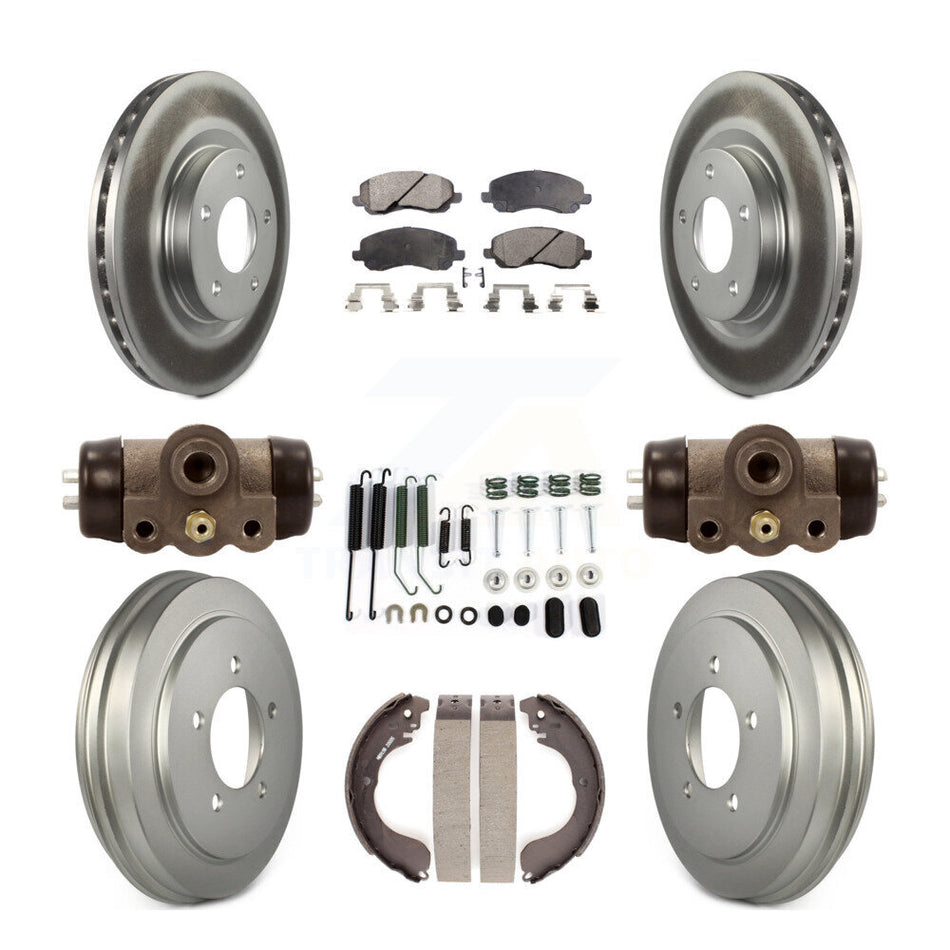 Front Rear Coated Brake Rotor Ceramic Pad & Drum Kit (9Pc) For Jeep Patriot Compass Dodge KGT-101892
