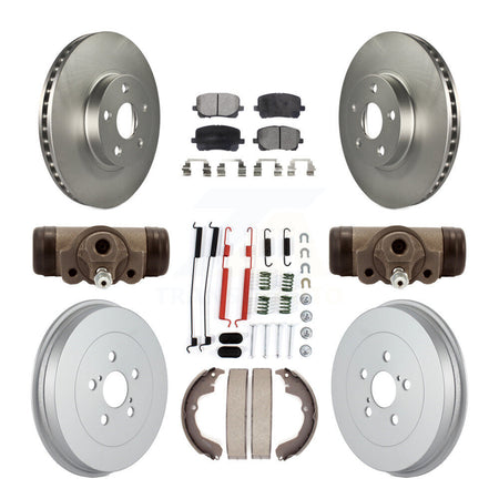 Front Rear Coated Brake Rotor Ceramic Pad & Drum Kit (9Pc) For Pontiac Vibe Toyota Matrix KGT-101895