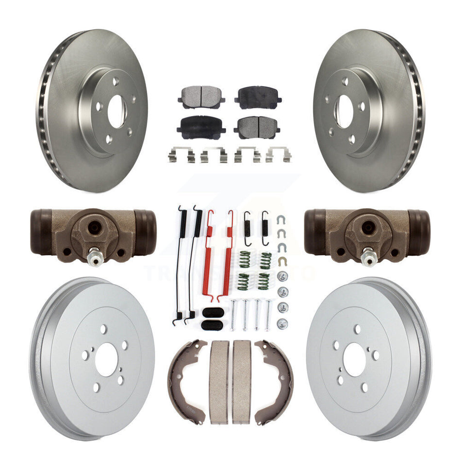 Front Rear Coated Brake Rotor Ceramic Pad & Drum Kit (9Pc) For Pontiac Vibe Toyota Matrix KGT-101895