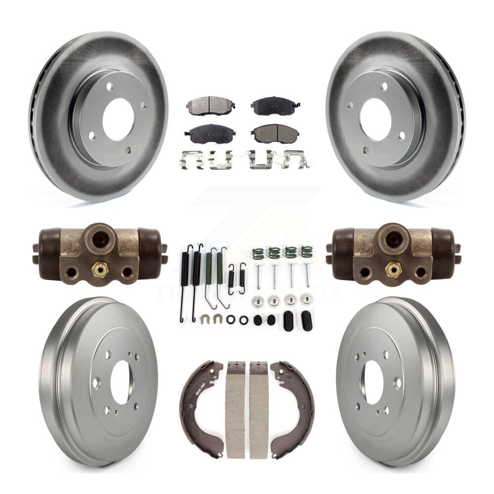 Front Rear Coat Disc Brake Rotors Ceramic Pad Drum Kit (9Pc) For Nissan Versa Sentra Cube KGT-101899