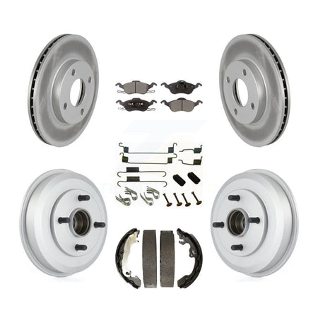 Front Rear Coated Disc Brake Rotors Ceramic Pads And Drum Kit (7Pc) For Ford Focus KGT-101911