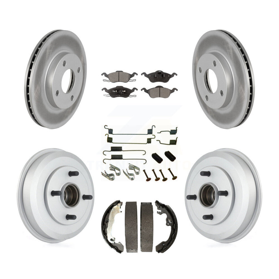 Front Rear Coated Disc Brake Rotors Ceramic Pads And Drum Kit (7Pc) For Ford Focus KGT-101911