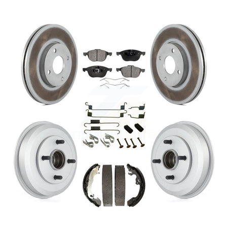 Front Rear Coated Disc Brake Rotors Ceramic Pads And Drum Kit (7Pc) For Ford Focus KGT-101912