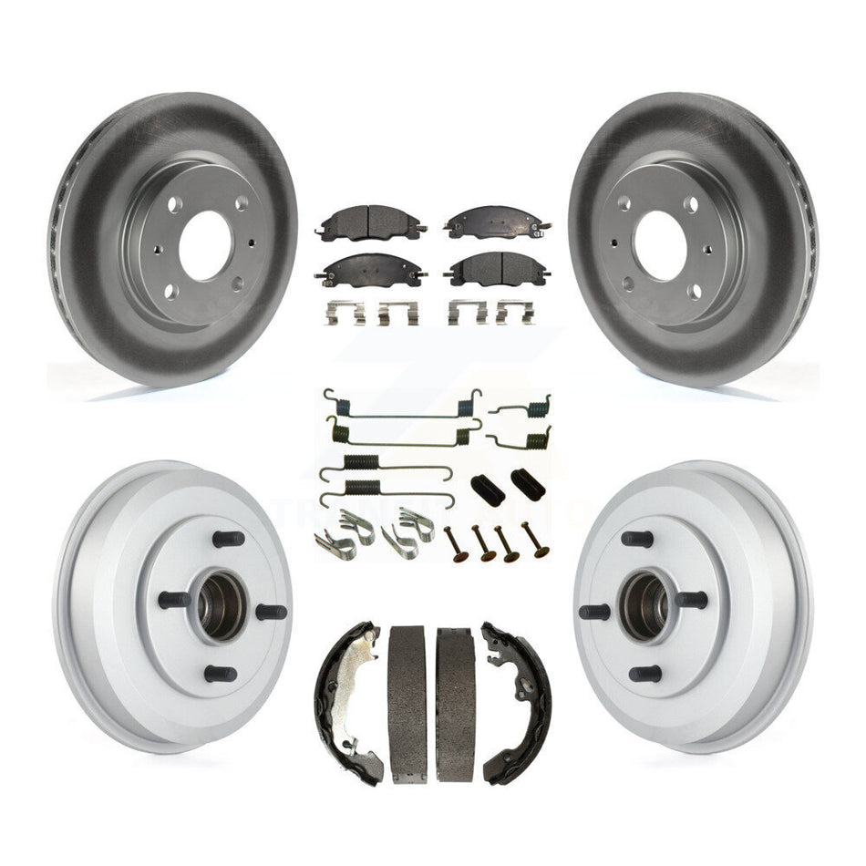 Front Rear Coated Disc Brake Rotors Ceramic Pads And Drum Kit (7Pc) For Ford Focus KGT-101913