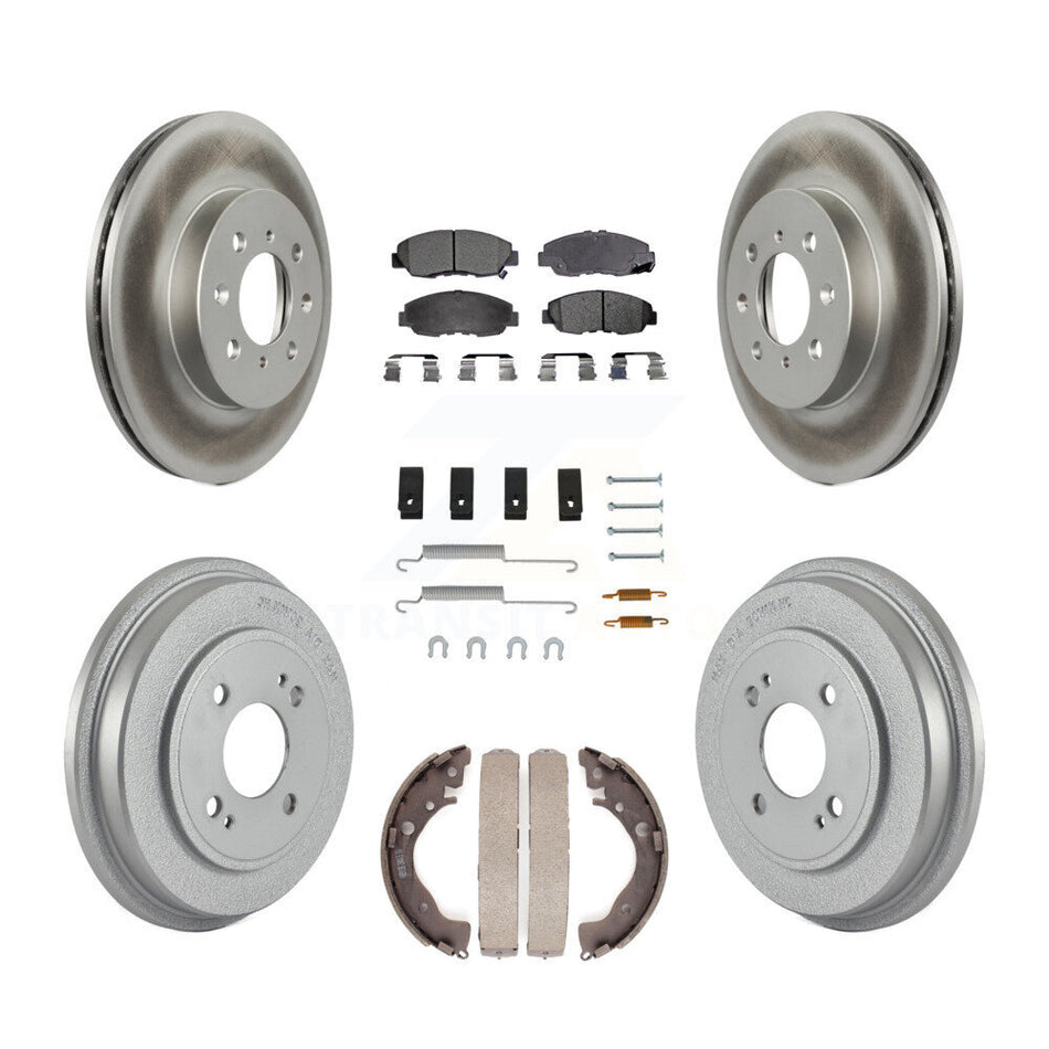 Front Rear Coated Disc Brake Rotors Ceramic Pads And Drum Kit (7Pc) For Honda Insight KGT-101915