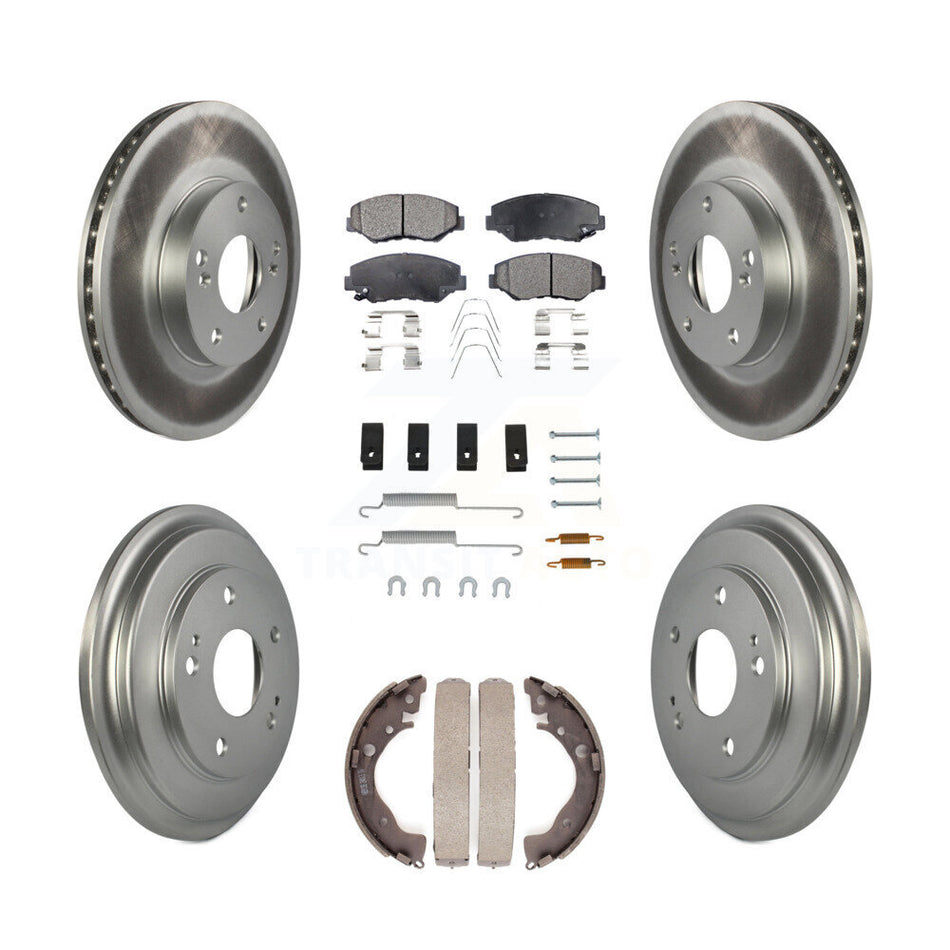 Front Rear Coated Disc Brake Rotors Ceramic Pads And Drum Kit (7Pc) For Honda Civic KGT-101917