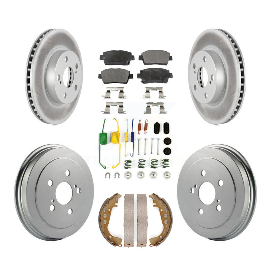 Front Rear Coated Disc Brake Rotors Ceramic Pads And Drum Kit (7Pc) For 2008 Toyota Prius KGT-101920