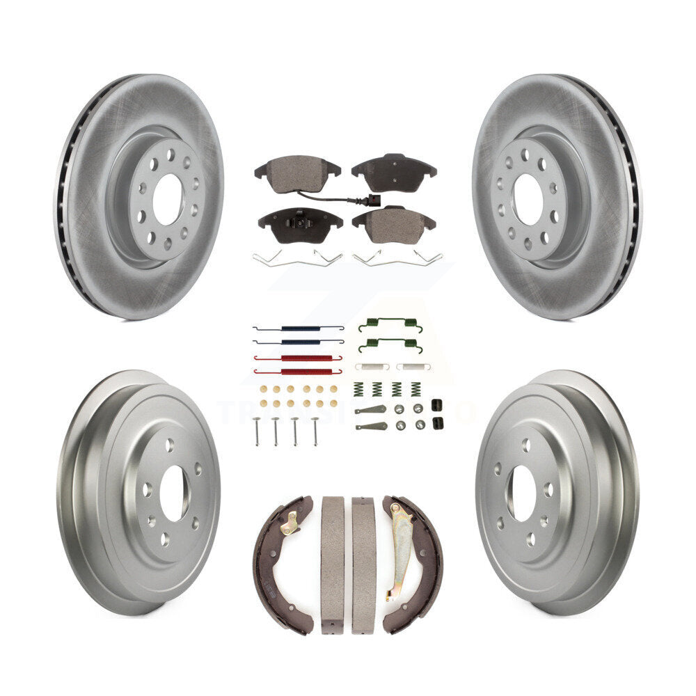 Front Rear Coated Disc Brake Rotors Ceramic Pads And Drum Kit (7Pc) For Volkswagen Jetta KGT-101921