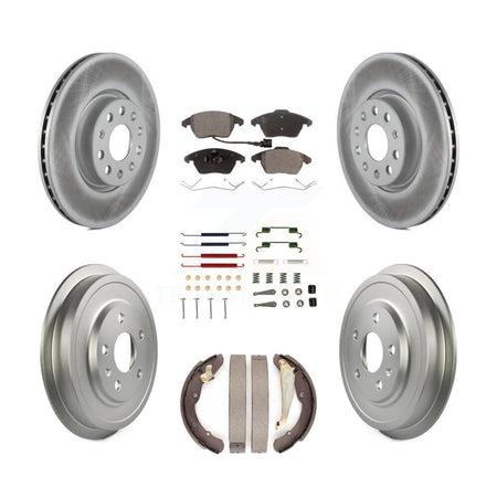 Front Rear Coated Disc Brake Rotors Ceramic Pads And Drum Kit (7Pc) For Volkswagen Jetta KGT-101921