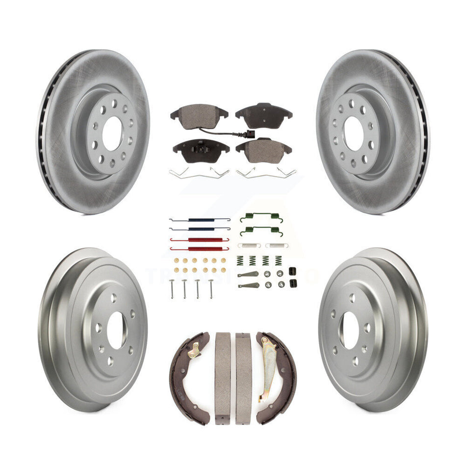 Front Rear Coated Disc Brake Rotors Ceramic Pads And Drum Kit (7Pc) For Volkswagen Jetta KGT-101921