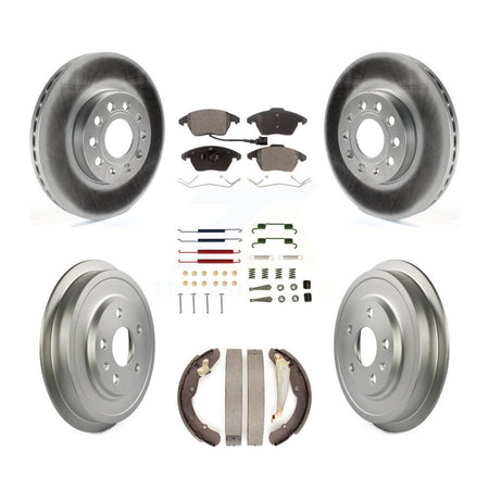 Front Rear Coated Disc Brake Rotors Ceramic Pads And Drum Kit (7Pc) For Volkswagen Jetta KGT-101922