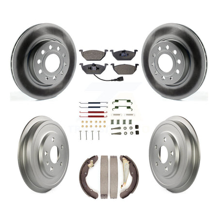 Front Rear Coated Disc Brake Rotors Ceramic Pads And Drum Kit (7Pc) For Volkswagen Jetta KGT-101923
