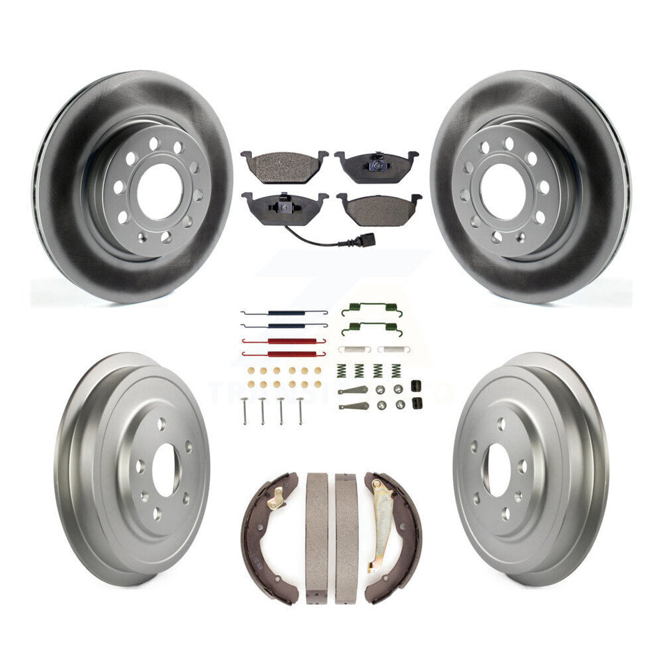 Front Rear Coated Disc Brake Rotors Ceramic Pads And Drum Kit (7Pc) For Volkswagen Jetta KGT-101923