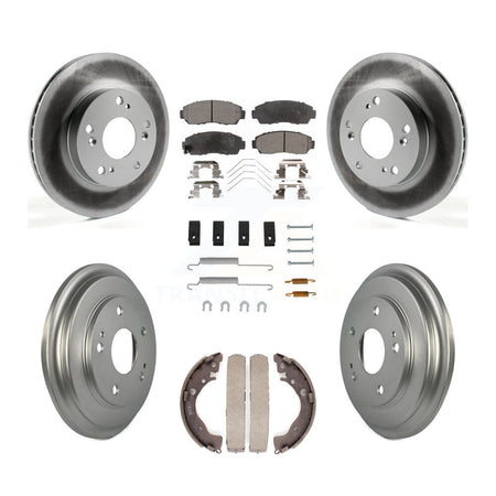 Front Rear Coated Disc Brake Rotors Ceramic Pads And Drum Kit (7Pc) For Honda Civic KGT-101924