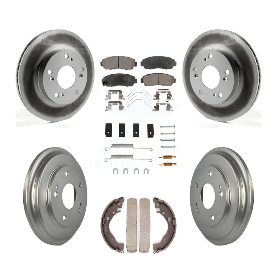 Front Rear Coated Disc Brake Rotors Ceramic Pads And Drum Kit (7Pc) For Honda Civic KGT-101924