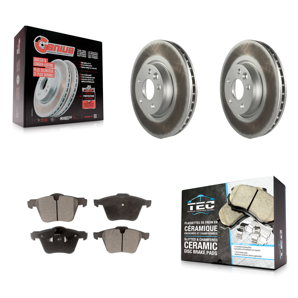 Front Coat Brake Rotor Ceramic Pad Kit For 2008 Volvo V70 With 300mm Diameter KGT-101929