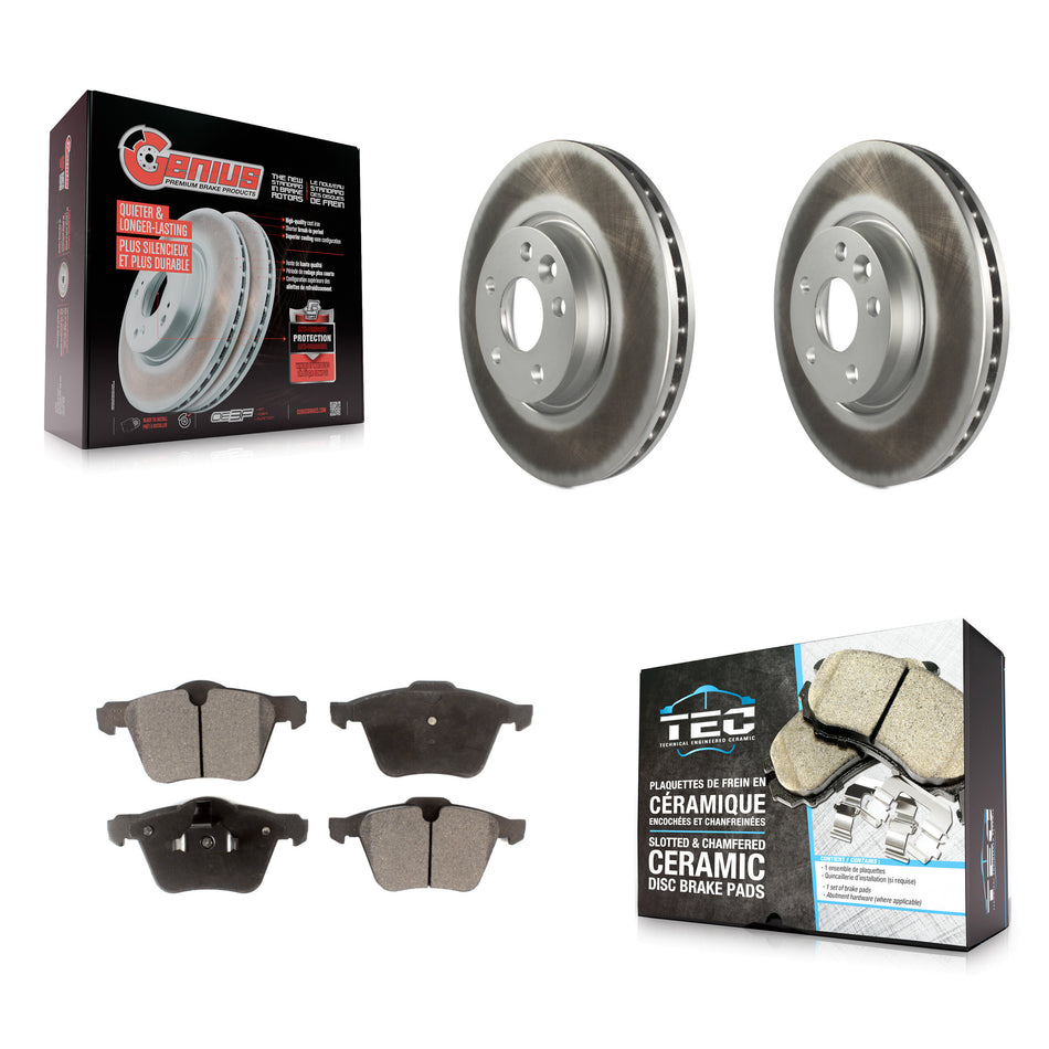 Front Coat Brake Rotor Ceramic Pad Kit For 2008 Volvo V70 With 300mm Diameter KGT-101929