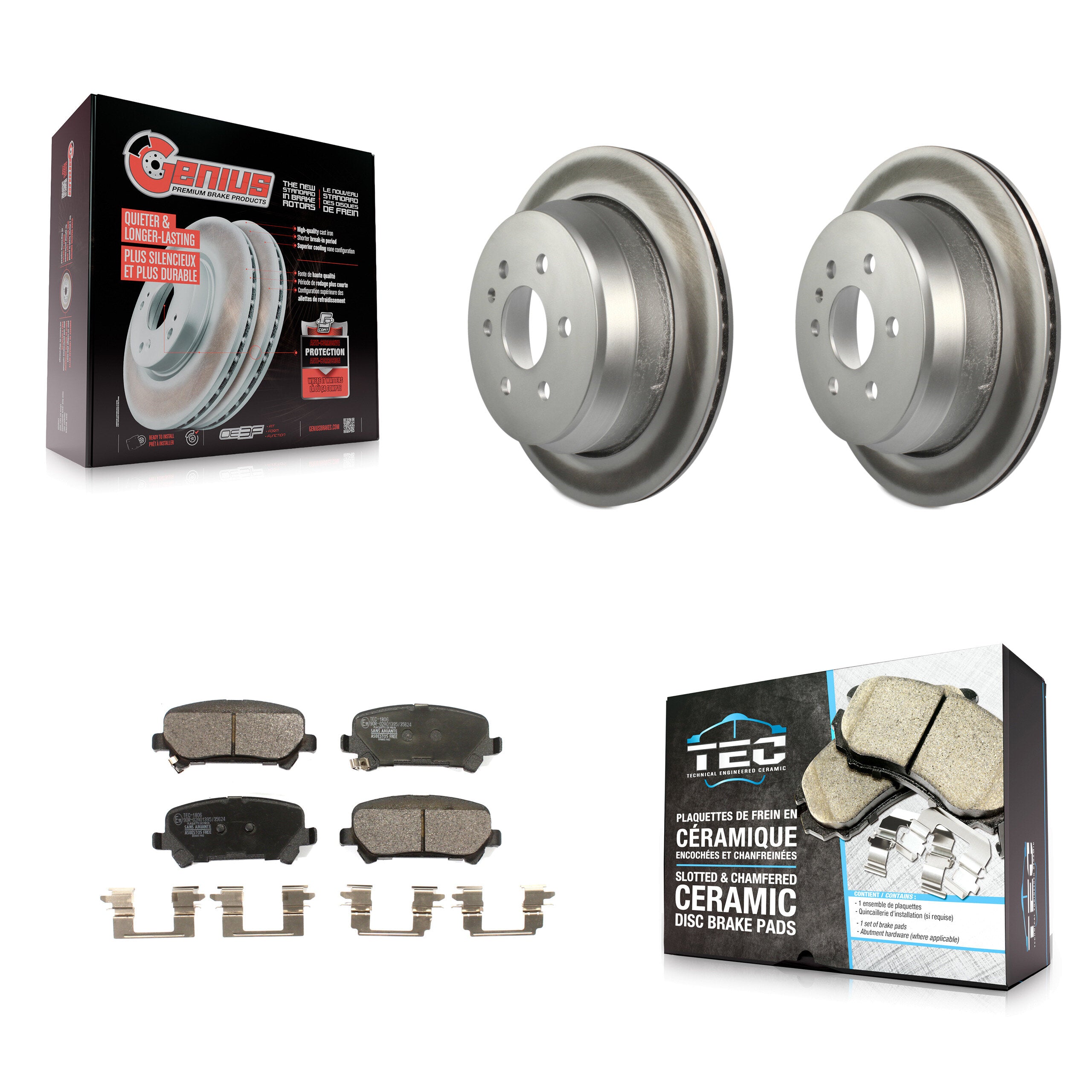 Rear Coated Disc Brake Rotors Ceramic Pad Kit For 2015-2020 Chevrolet Colorado GMC Canyon KGT-101932