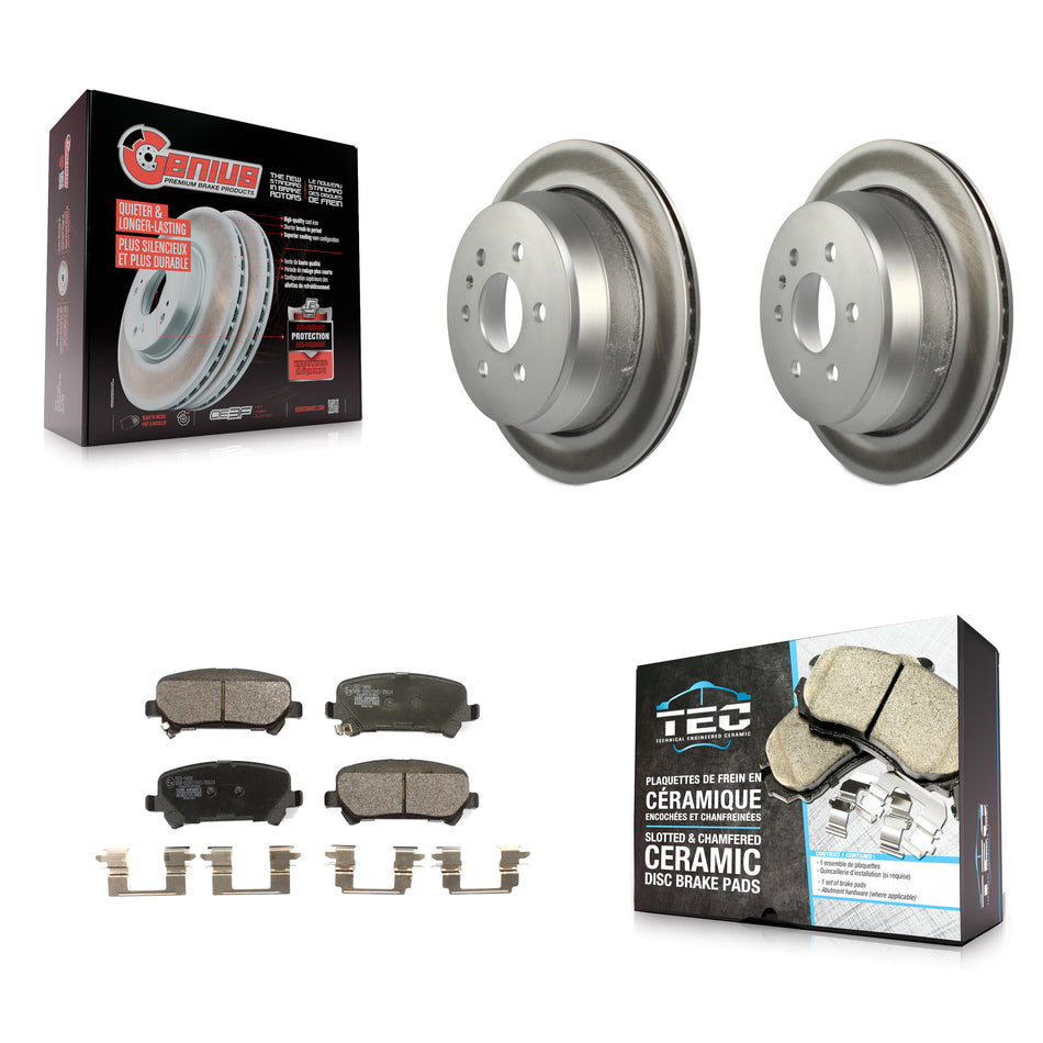 Rear Coated Disc Brake Rotors Ceramic Pad Kit For 2015-2020 Chevrolet Colorado GMC Canyon KGT-101932