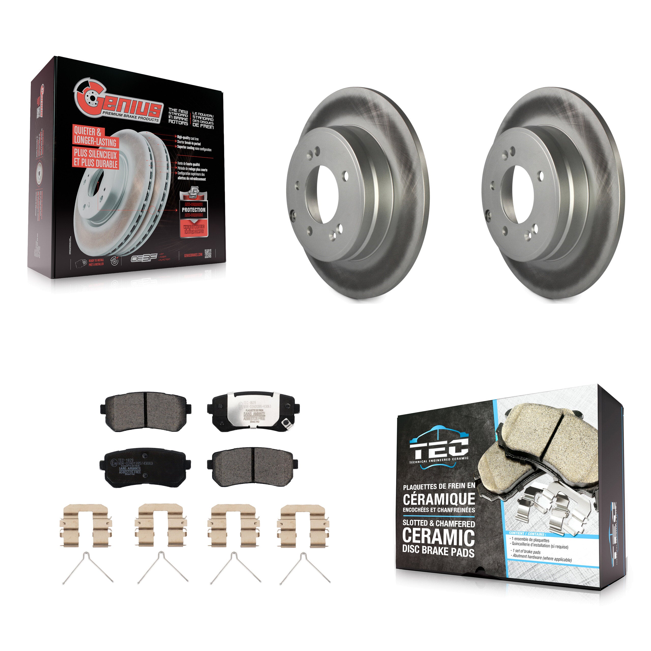 Rear Coated Disc Brake Rotors And Ceramic Pads Kit For Hyundai Sonata Kia Optima KGT-101933